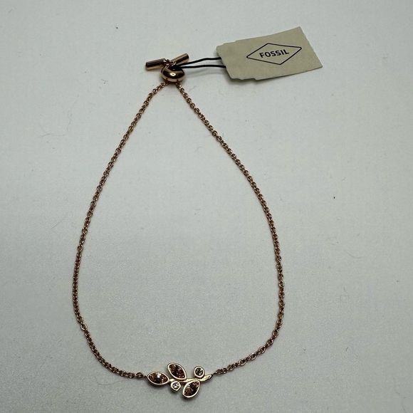 NWT!! Fossil Women's Rose Gold-Tone Chain Bracelet - Picture 1 of 4